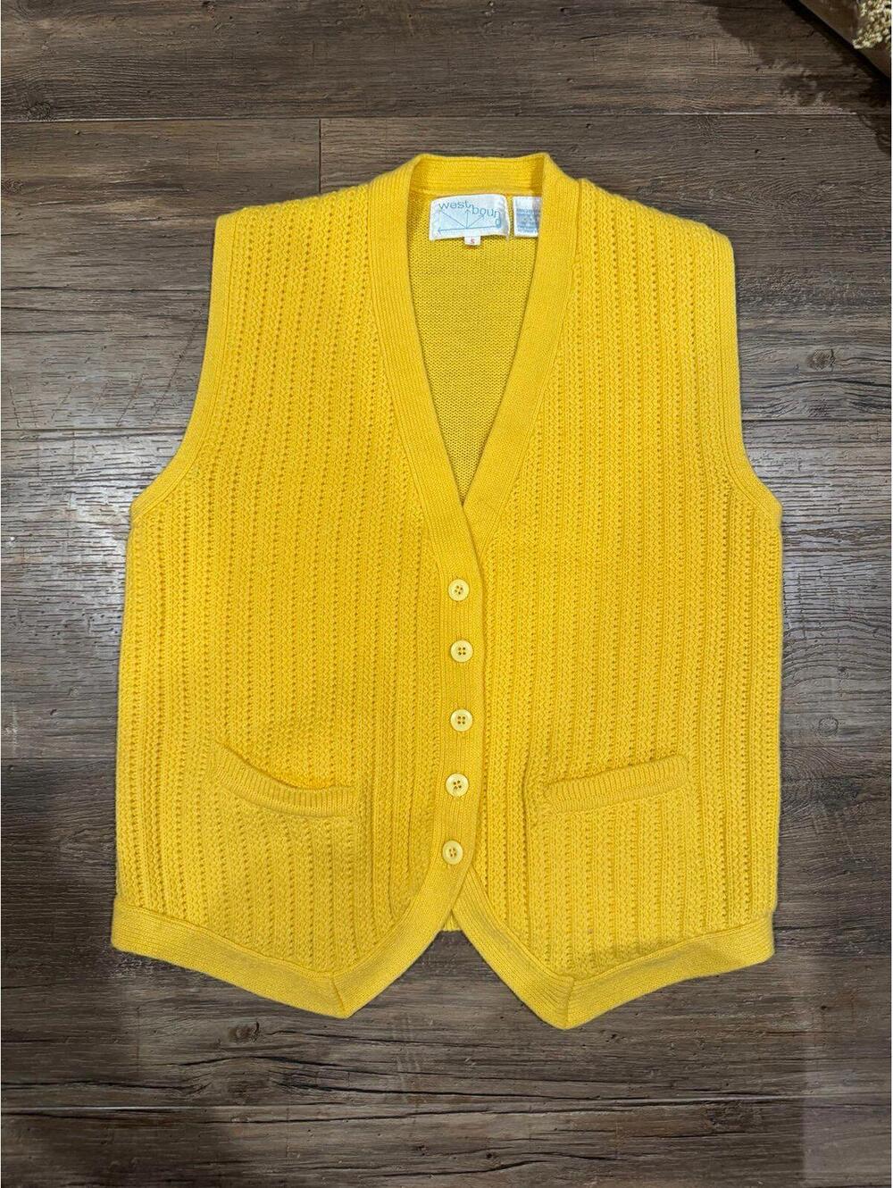 Vintage WestBound Yellow Knit 90s Vest Sz Sm EUC